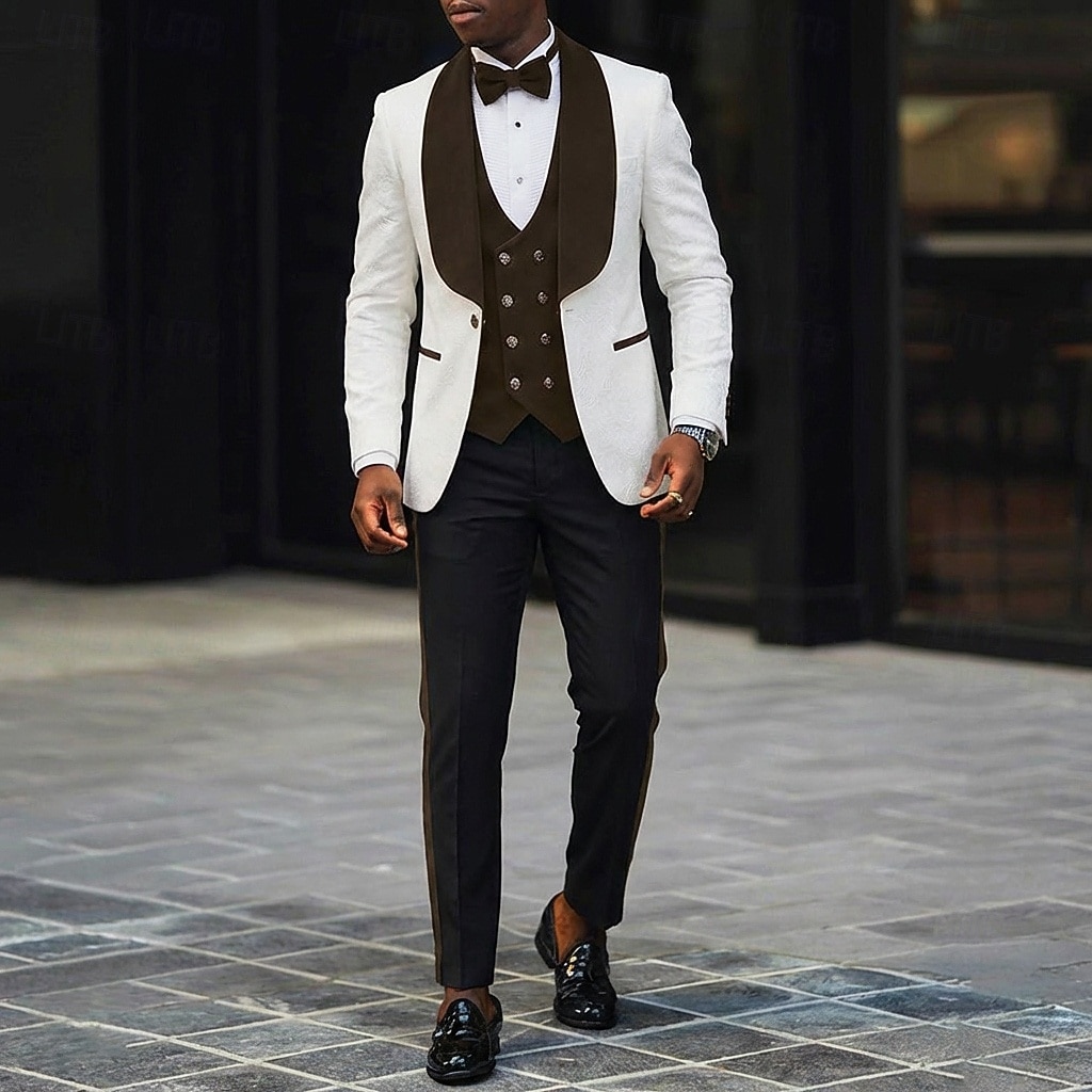 ملك الرجال توكسيدو بدلات الحفلات زفاف الشاطئ حفل زفاف ربيعي وردي بلاشيهغ عنابي للربيع والصيف بدلة فتحت الصدر عريضة موضة كاجوال بقع قياس نحيل 3 قطعة مجموعة زر واحد صدر واحد 2026 - GBP £96 –P6