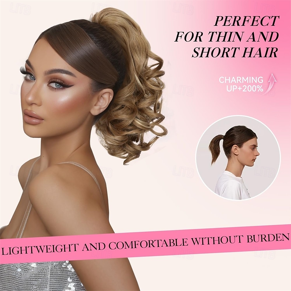 Clip on Ponytails for Women - 12 Inch Curly Ponytail Extension, Wavy Pony Tails Hair Extensions, Synthetic Hair Extensions Ponytail, Clip in Ponytail 2026 - $14.99 –P2