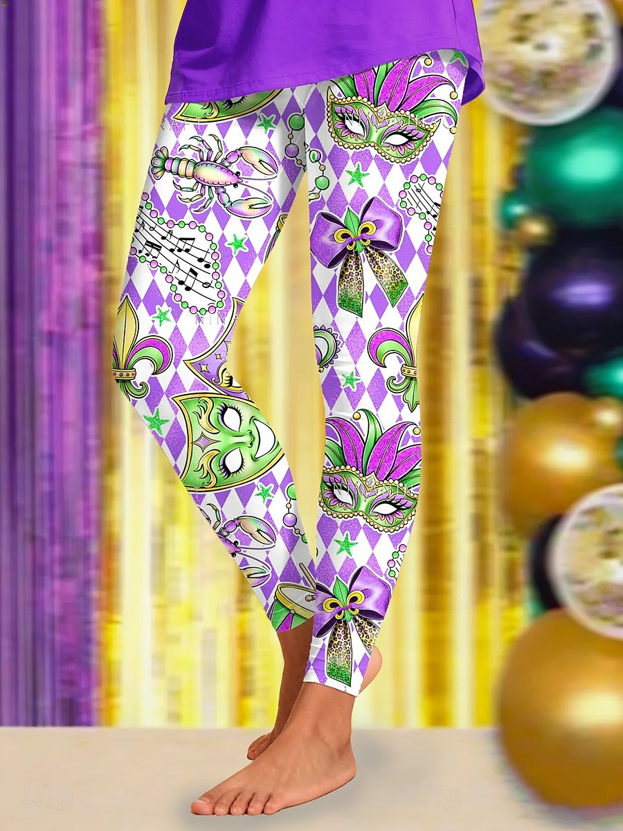 Damen Leggings Aktiv Urlaub Mode Volle Länge Hohe TaillePantsKarnival Grafik Abstrakt Druck Hoher Schnitt Komfort Außenbereich Bequem Dehnbar Festival Schwarz Weiß Purpur Sommer Frühling Schmale 2026 - $21.99 –P3