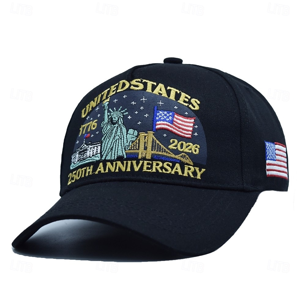 United States 250th Anniversary Hat Embroidered Baseball Cap, Liberty Statue & American Flags, Commemorative Cap for Independence Day 2026 - $21.99 –P5