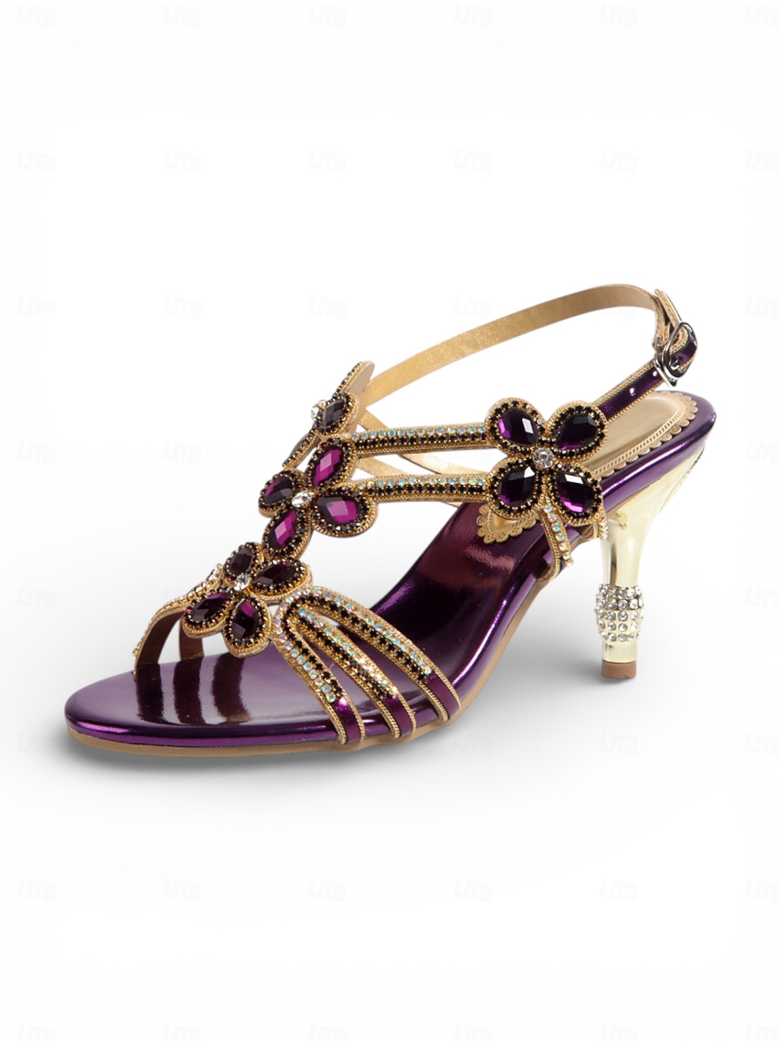 slim fit dress slacks After Midnight Men's Purple Velvet Slip-On Dress Loafer Shoes with Gold Buckle Detail main image 1