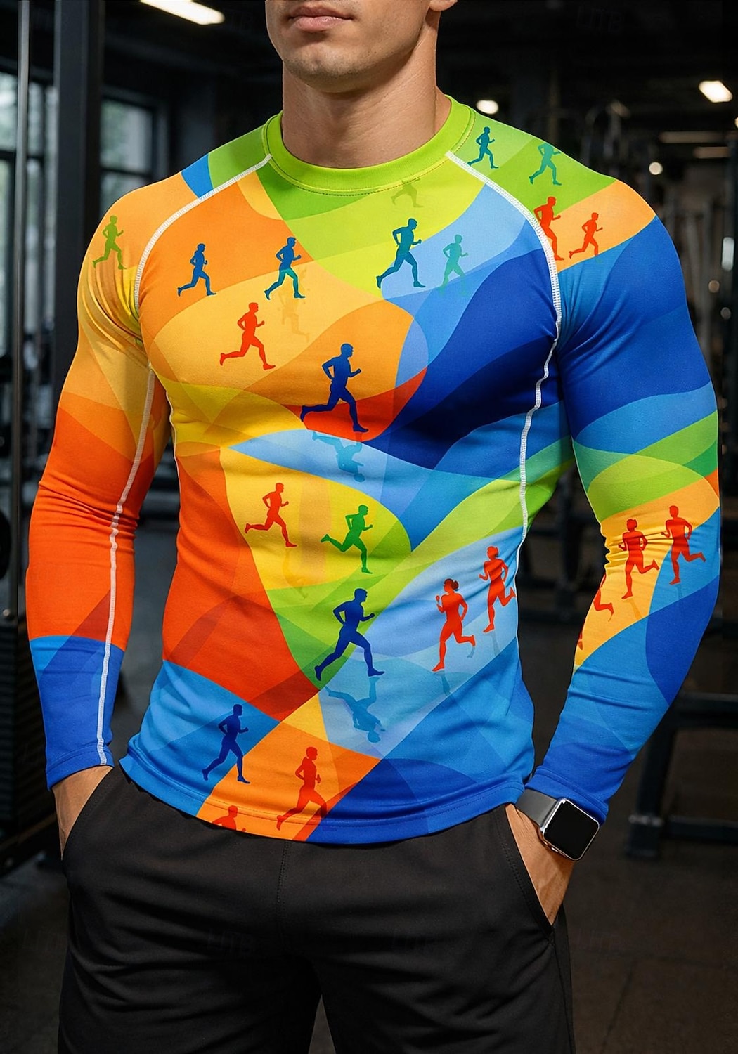 Homme Géométrique T-shirt de compression Haut de course T-shirt de course Printemps Automne Impression 3D manche longue Séchage Rapide Compression Power Flex Évacuation de l'Humidité Respirant de 2026 ? $20.99 –P6