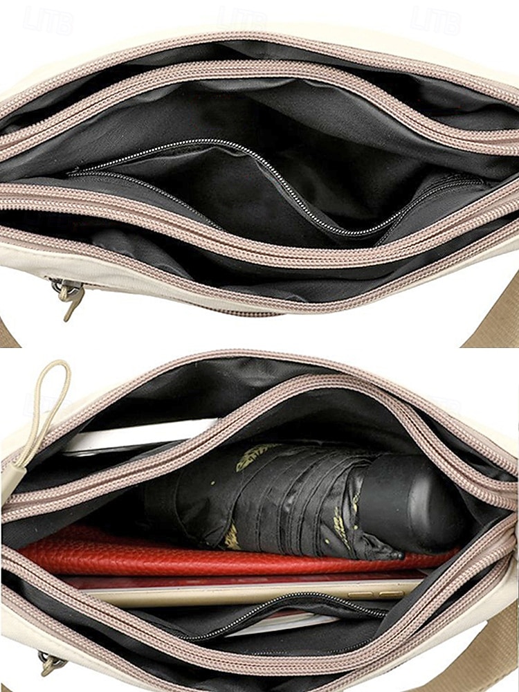 Bolsa transversal feminina em nylon, com grande capacidade, leve e com vários bolsos, ideal para o dia a dia, viagens, compras e uso na cidade. Estilo casual multicolorido. de 2026 por $9.99 –P10