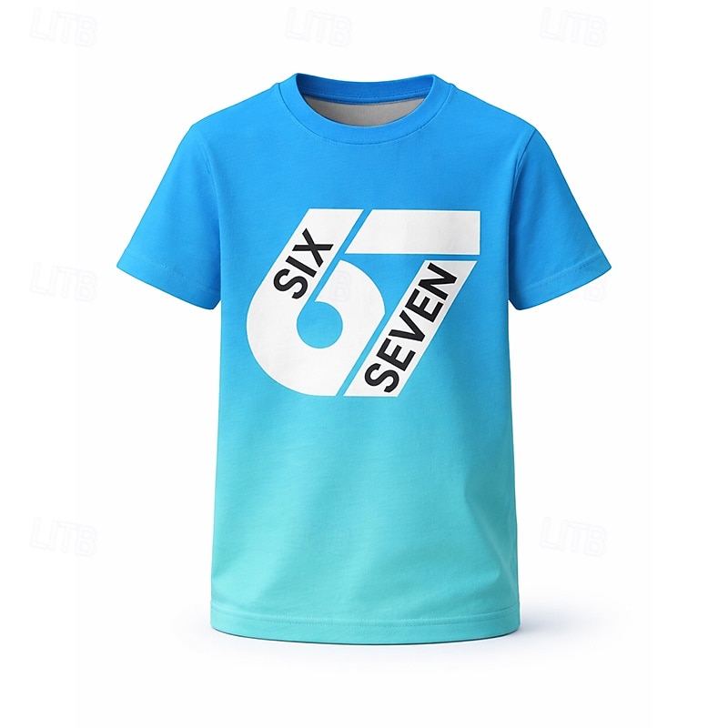 Unisex Boys' 3D Graphic Color Gradient Funny Slang 67 T shirt Tee Short Sleeve 3D Print Summer Spring Sports Fashion Streetwear Kids 4-12 Years Crew Neck Casual Daily Outdoor Regular Fit 2026 - $12.99 –P2