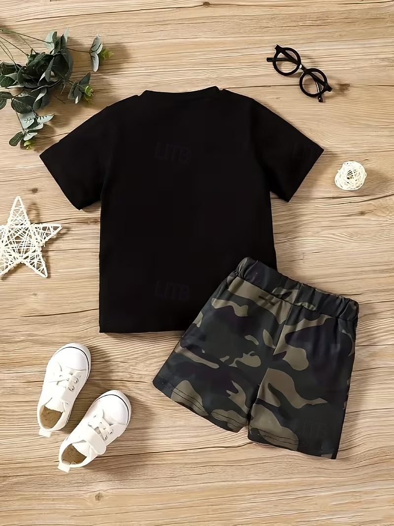 100% Baumwolle Kinder Jungen Schwarz Buchstabendruck T-Shirt Bluse Rundhalsausschnitt Kurzarm Outdoor Alltagskleidung Mode Streetwear Designer Drucken Sommer 2026 - $14.99 –P2