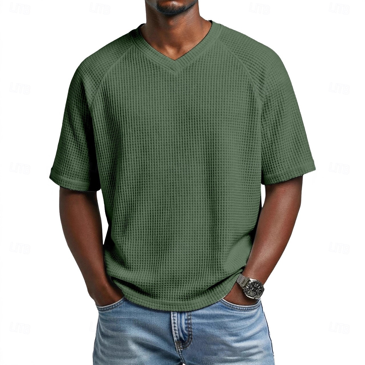 Άντρες Βάφλα μπλουζάκι Μπλουζάκι μπλουζάκι Κοντομάνικο Λαιμόκοψη V Καλοκαίρι Συμπαγές Χρώμα Μοντέρνα Υψηλής Ποιότητας Καθημερινό Μανίκια Ρεγκλάν Causal Καθημερινά ΕΞΩΤΕΡΙΚΟΥ ΧΩΡΟΥ 2026 - AU $30.69 –P6