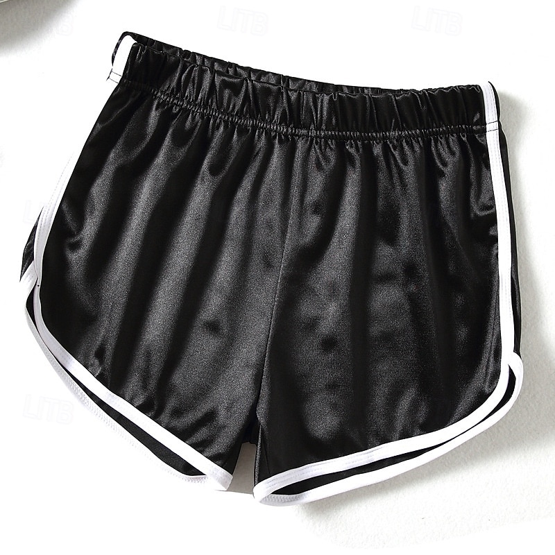 Women's Active Shorts Fashion Streetwear Casual Short Medium Waist Plain Elastic Waistband Comfy Breathable High Elasticity Daily Outdoor Vacation Light Sky Blue Navy Black Silvery Summer Spring 2026 - $13.99 –P2