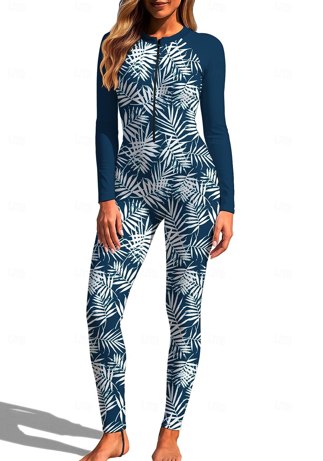 Per donna Standard Top sottomuta Rash Guard completo per il corpo Costume da surf intero Floreale Tropicale Con zip con reggiseno incorporato Cerniera Frontale Protezione Solare UV Coppa larga UPF50+ del 2026 a $49.99 –P8