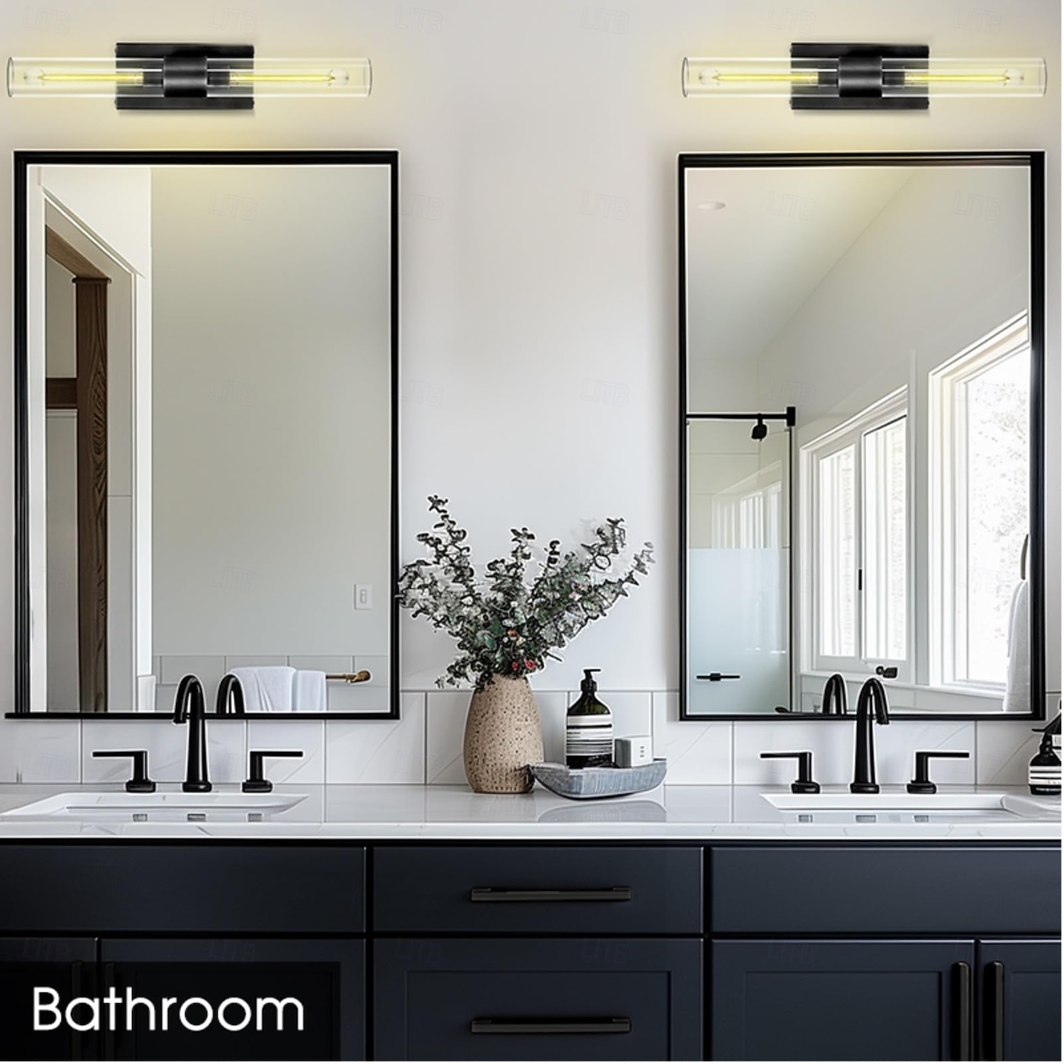 Badkamerverlichting, wandlampen met glazen buis, voet van geborsteld messing, badkamerwandlampen, nachtlampje voor de slaapkamer, wandlamp voor de kaptafel, woonkamer, hal 2026 - $234.87 –P5