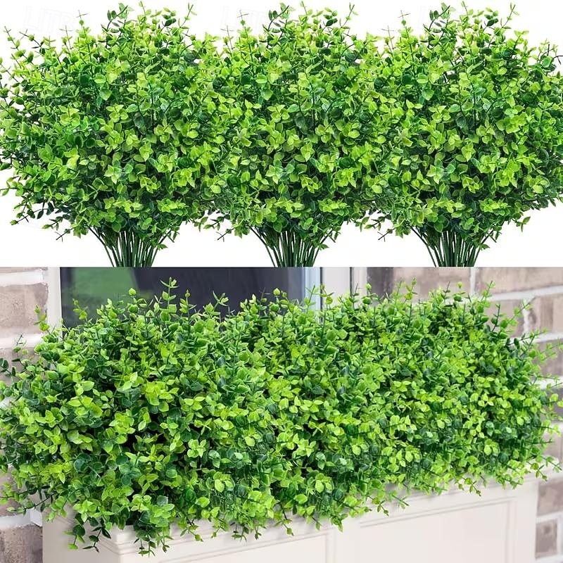 20pcs Greenery Artificial Plants Outdoors, Eucalyptus Stems UV Resistant Fake Foliage Plants Faux Boxwood Shrubs Indoor Decorations Artificial Flowers for Garden Pot Porch Fence Hanging Planter 2026 - $21.99 –P1