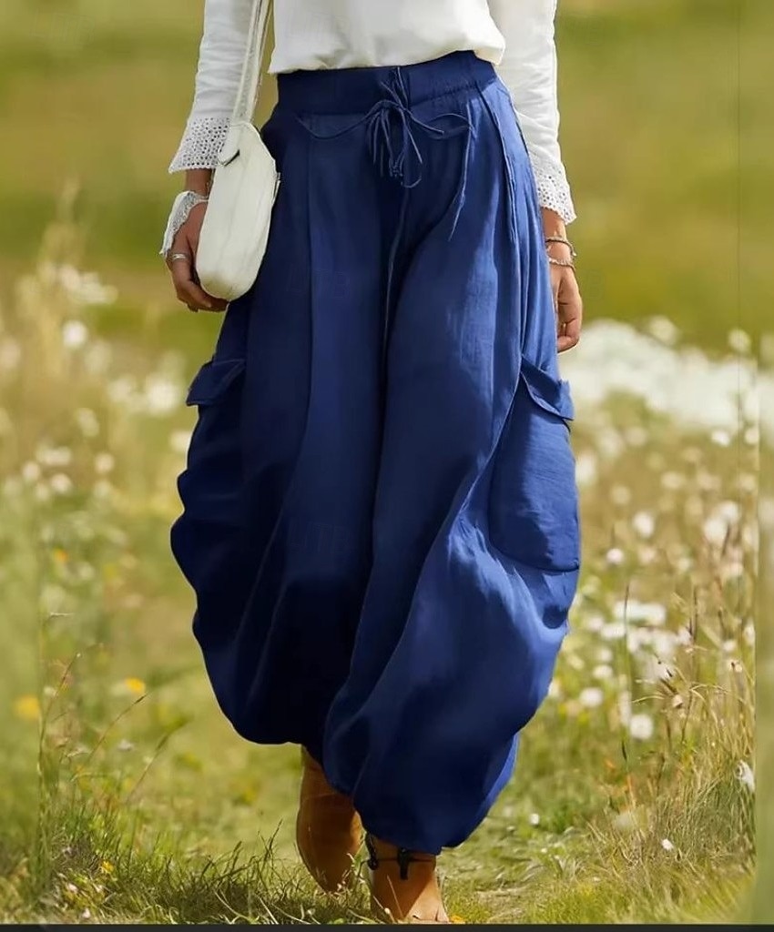 Per donna Finto cotone e lino Chinos Pantaloni Eleganti Pantaloni Estivi Vacanza Essenziale Lunghezza intera Vita Alta Comodità Inelastico Casuale Quotidiano Casa Blu Blu marino Viola Verde Estate del 2026 a $22.99 –P5