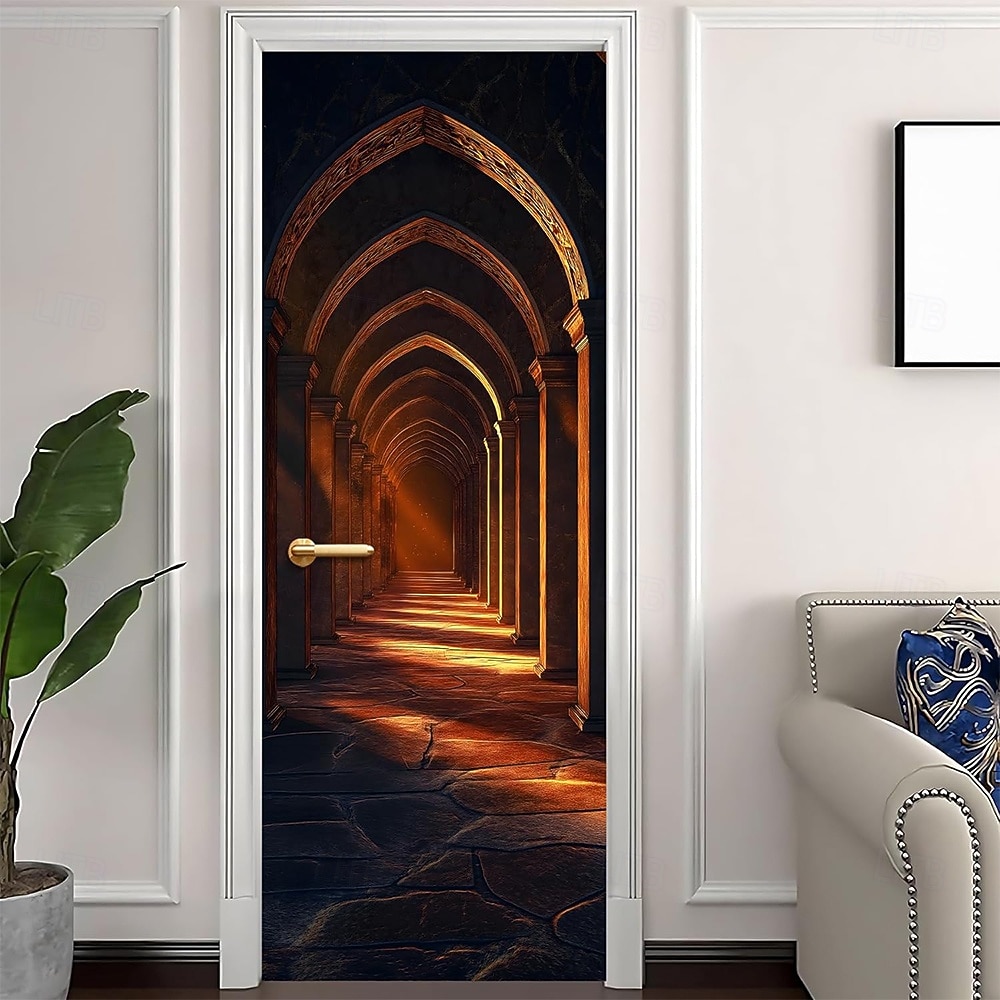 3D-dørmaleri menneskefigur skulptur kunst dørklistremerke optisk illusjon veggklistremerke avtakbar vinylfolie for hjemmekontordekor 2026 - $17.99 –P5