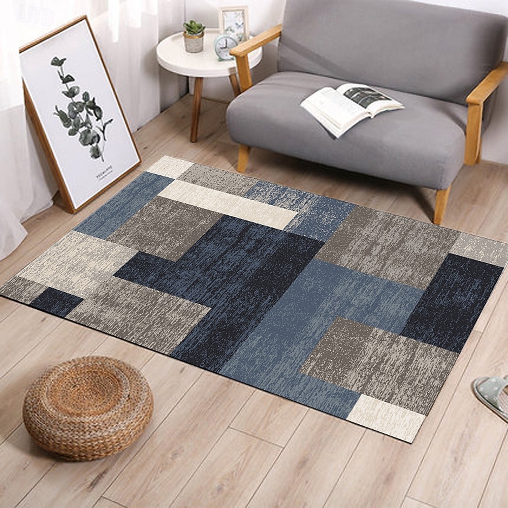 Tapete de corredor com estampa geométrica em tecido de flanela, decoração para casa, tapete de entrada à prova de poeira, absorvente e macio para banheiro. de 2026 por $17.99 –P6