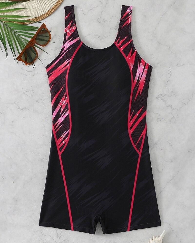 Damen Mittel One Piece Rash Guards Badeanzug Badeanzüge Abstrakt Offener Rücken UV Schutz Elastisch Ärmellos Bademode Bodysuit Surfen Tauchen Schwimmen Sommer 2026 - $16.49 –P14