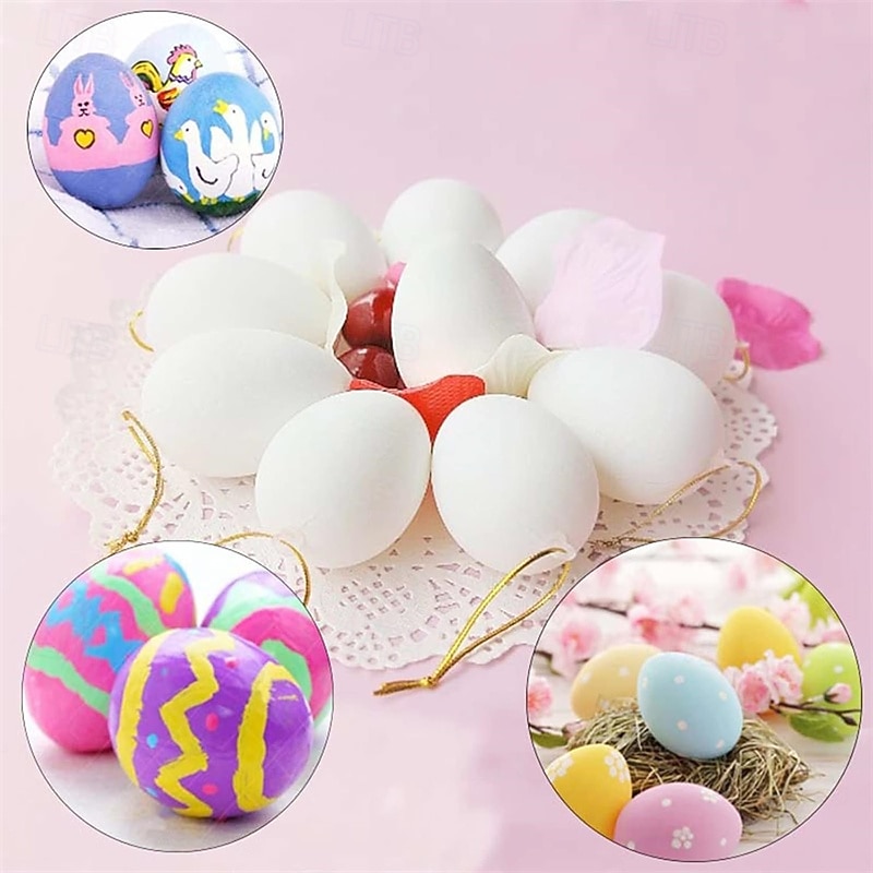 25-Piece White Easter Egg Painting Kit Blank Eggs for Coloring, Includes Strings, Tools, Gem Stickers, Hanging Rope, Perfect for Adult Easter Crafts Parties, Handmade Activities, and Decorations 2026 - $20.99 –P4