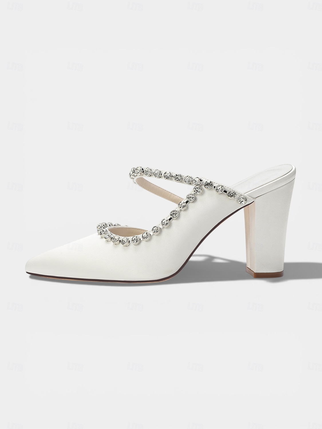 Women's Ivory Block Heel Pumps with Rhinestone Strap, Elegant Mother of the Bride Shoes for Outdoor Garden Weddings 2026 - $69.99 –P4