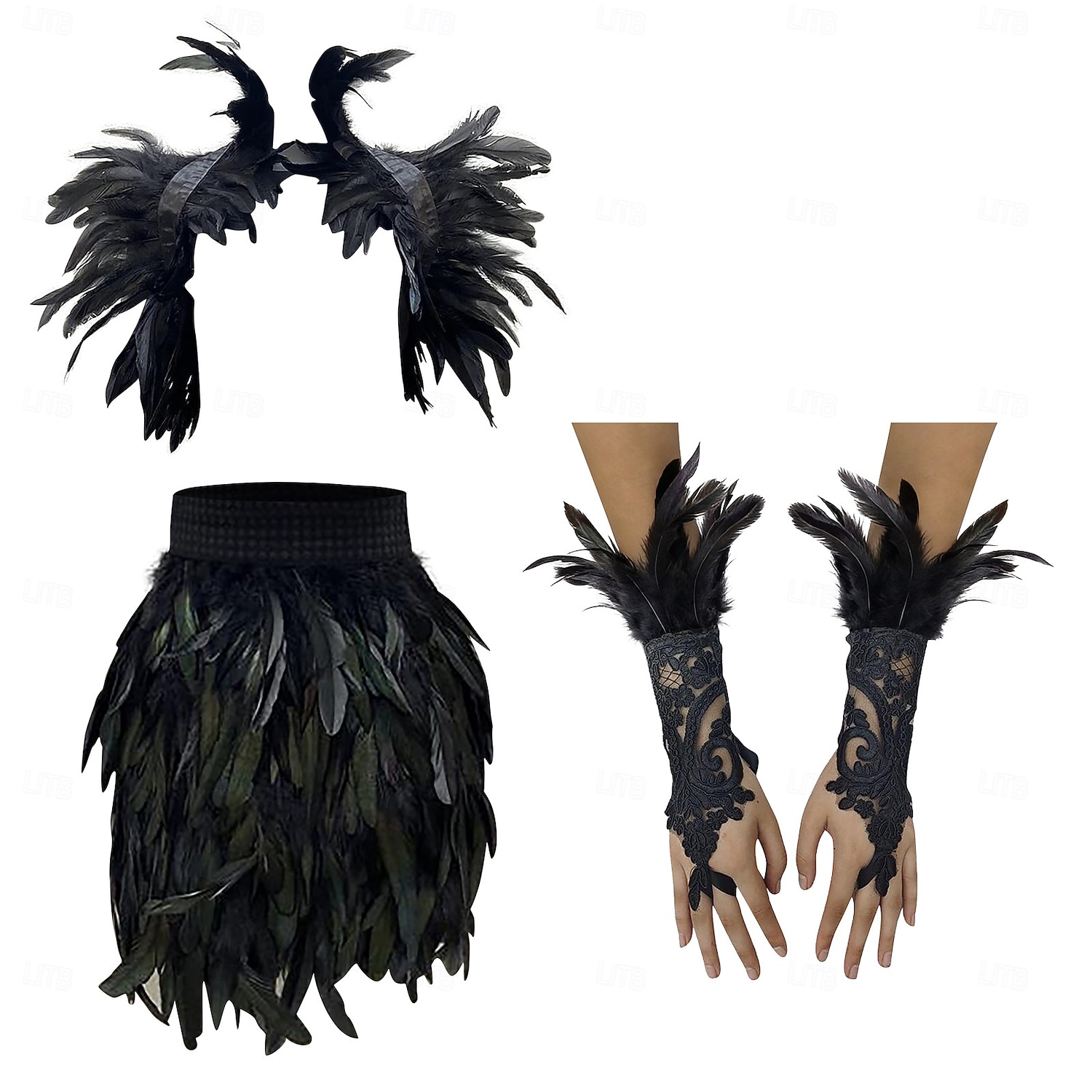 Accessori Samba Carnevale 2026 Rio Carnevale 3 pezzi Set Costume Donna Piume Rosse Mantello Gothic Gonna Mini  Guanti di Pizzo Costume per Festival in Brasile del 2026 a $47.99 –P4