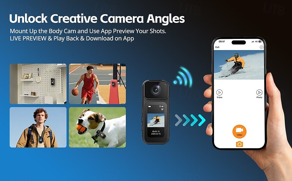 Mini telecamera da corpo Wi-Fi da 2,7K, telecamera POV con obiettivo rotante a 180°, mini telecamera sportiva con visualizzazione dello schermo HD da 1,47" per la registrazione quotidiana di riprese del 2026 a $66.99 –P4