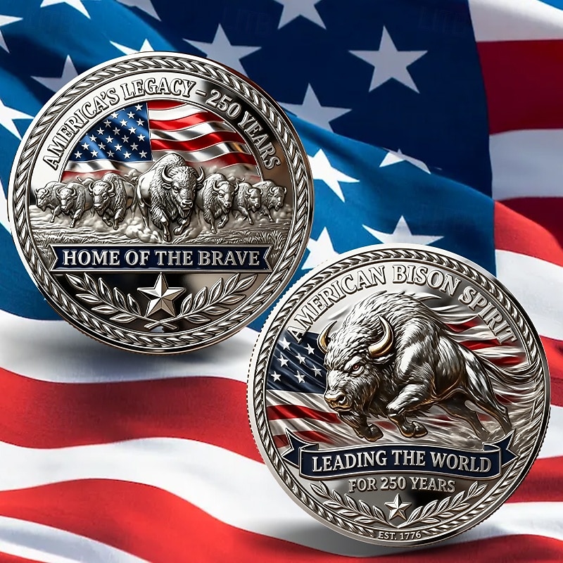 USAs 250-årsjubileumsmynt Amerikas arv 250 års utfordringsmynt metall amerikansk bison ånd commemorativ mynt patriotisk USA 1776–2026 jubileumssamling semikvincentenial 2026 - $5.49 –P1