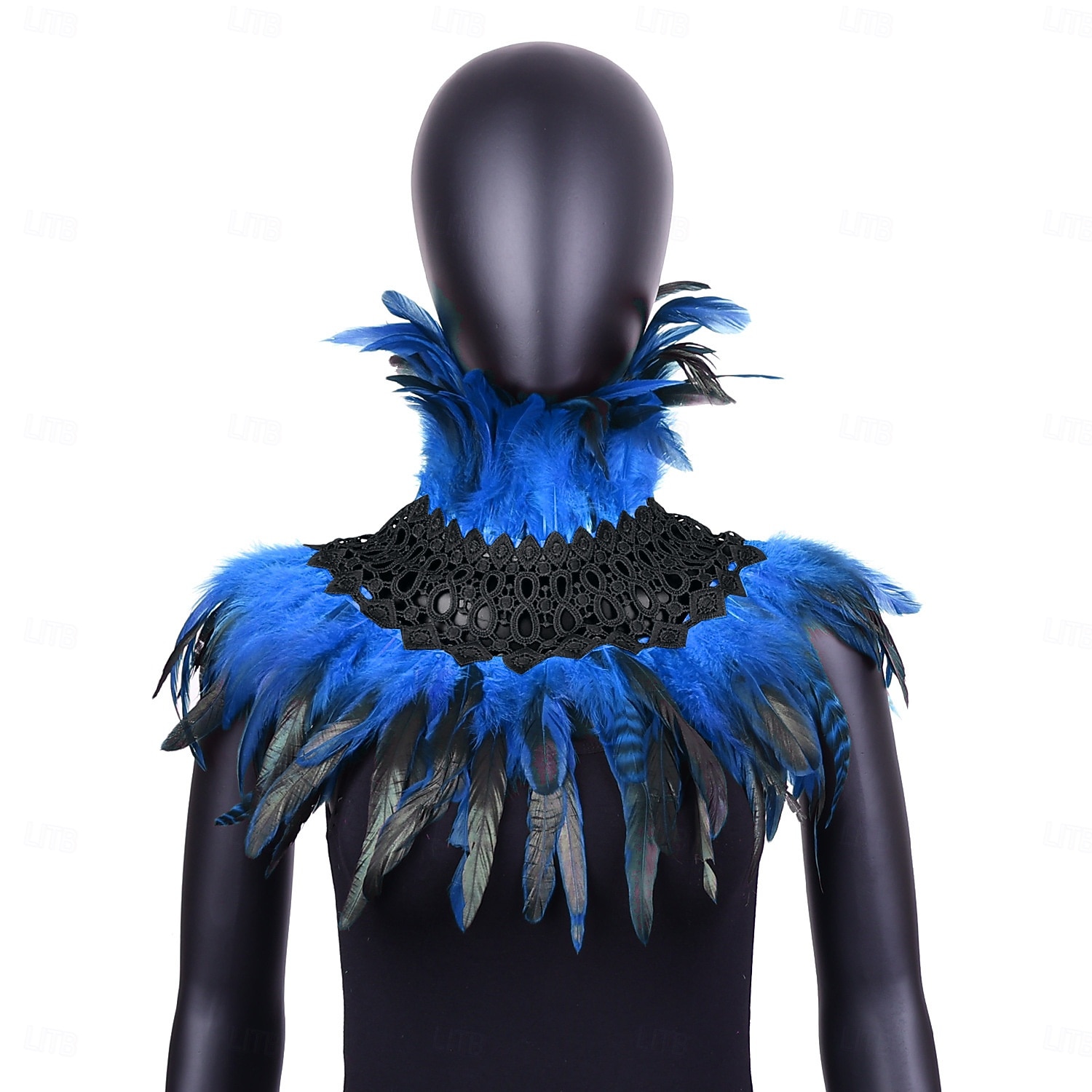 Karnival 2026 Rio Karnival Samba Tillbehör Kvinnors Tealfjäder Cape Sjalkappa med Svart Spets Choker Brasilien Festival Uppträdande Kostym 2026 - $20.99 –P7