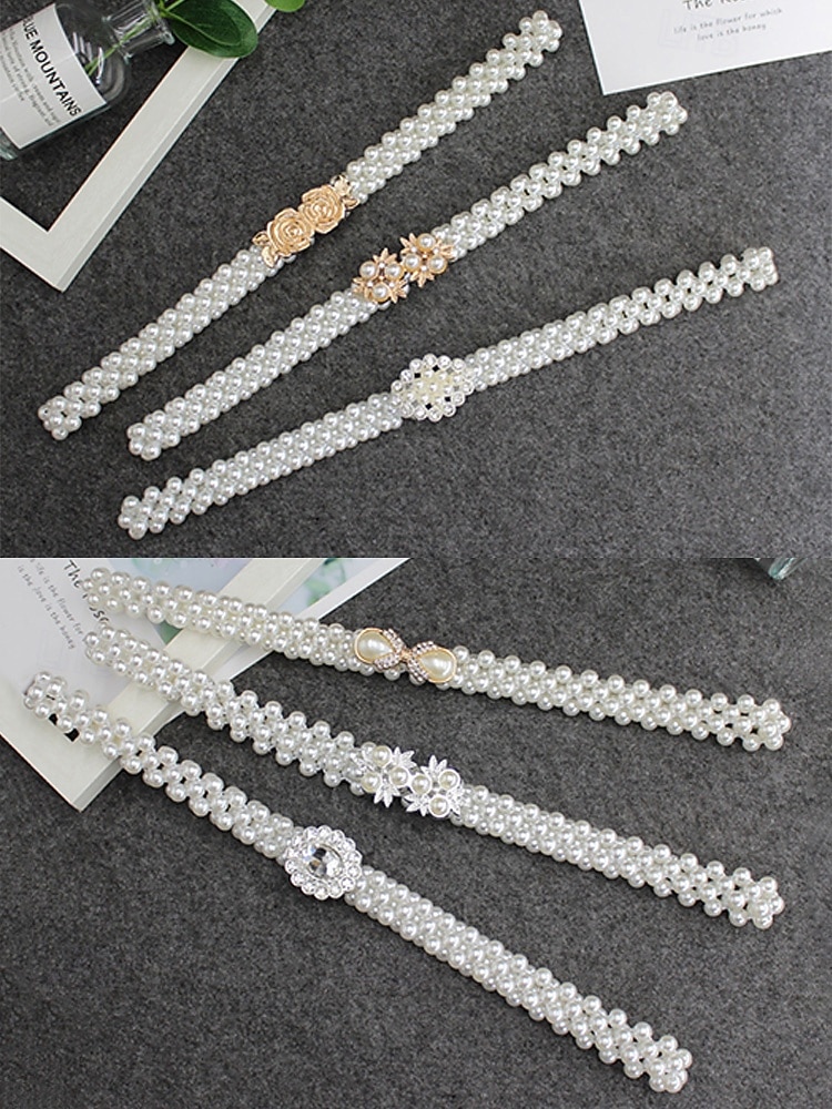 damski pasek ze sztucznych pereł i stopu, elegancki pasek ślubny i imprezowy, wiele stylów, idealny na wesela, oficjalne okazje i wieczorne przyjęcia 2026 - $11.99 –P11