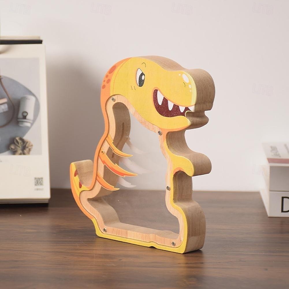 Houten spaarpot in de vorm van een dinosaurus voor jongens, transparante spaarpot met acrylvenster, creatieve spaarpot, cadeau spaarpot, nieuwjaars-, verjaardags- of doopcadeau voor peuters en meisjes 2026 - $22.99 –P3