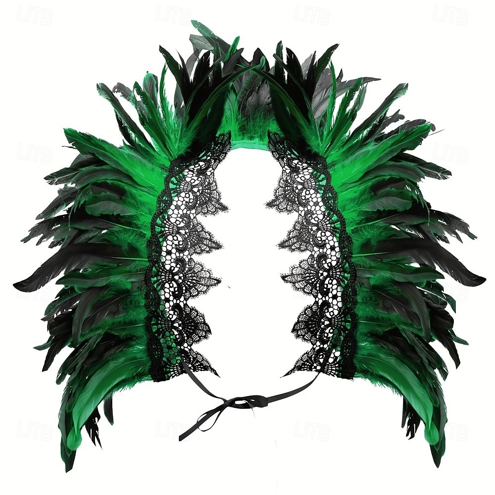 Carnaval 2026 Rio Carnaval Szamba Kiegészítők női fekete tollas vállkendő csipke applikációval Brazíliai Fesztivál Előadói Jelmez 2026 - $15.49 –P9