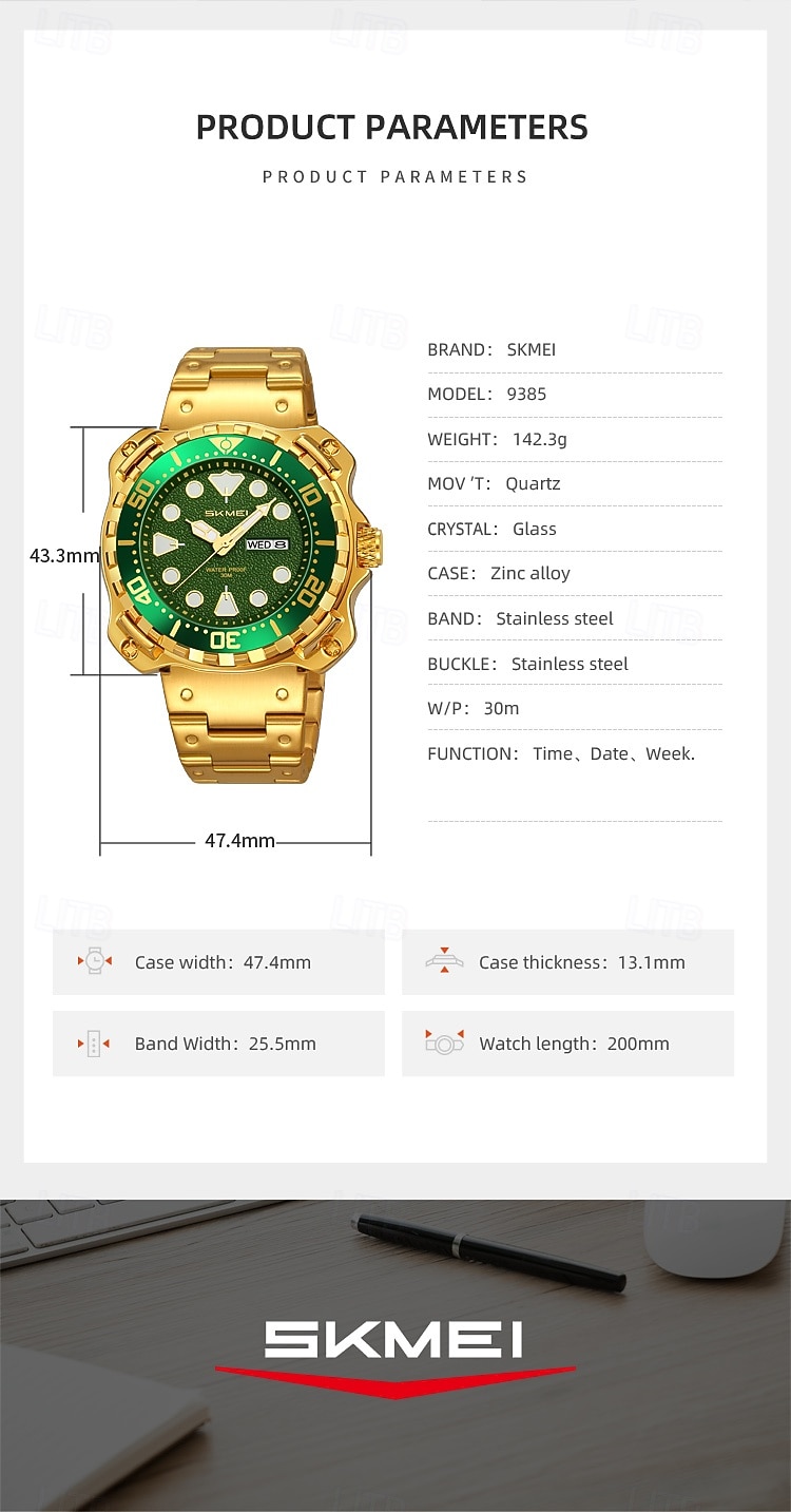 SKMEI Men Quartz Watch Minimalist Large Dial Fashion Business Luminous Calendar Waterproof Decoration Steel Watch 2026 - $36.99 –P15