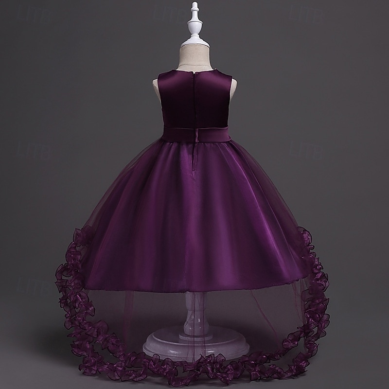 Robe de Demoiselle d'Honneur Fille Fille Robe de soirée Tenue de mariage Soirée Mariage Formel Élégant Mode Beau Maille Fleuri Sans manches Col Rond Gris bleu marine 4 ans et + de 2026 ? $29.99 –P14