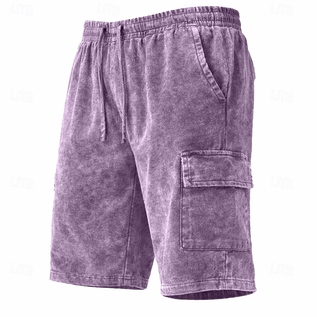 Herren Shorts Freizeitshorts Acid Wash Shorts Kordelzug Elastischer Bund Mehrere Taschen Einheitliche Farbe Komfort Atmungsaktiv Knielang Täglich Streetwear Urlaub Mode Vintage-Retro Blau Schwarz 2026 - $15.99 –P5
