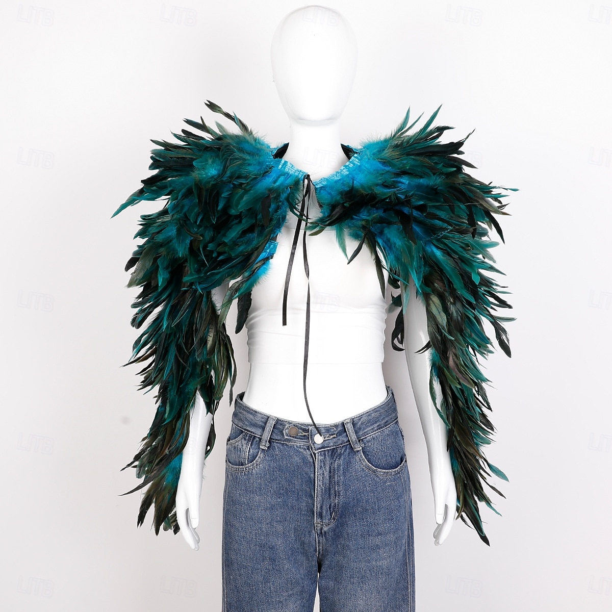 Carnaval 2026 Accesorios de Samba del Carnaval de Río Capa Chal larga de plumas rojas para mujer con lazo de cinta disfraz de actuación del festival de Brasil 2026 - $96.99 –P19