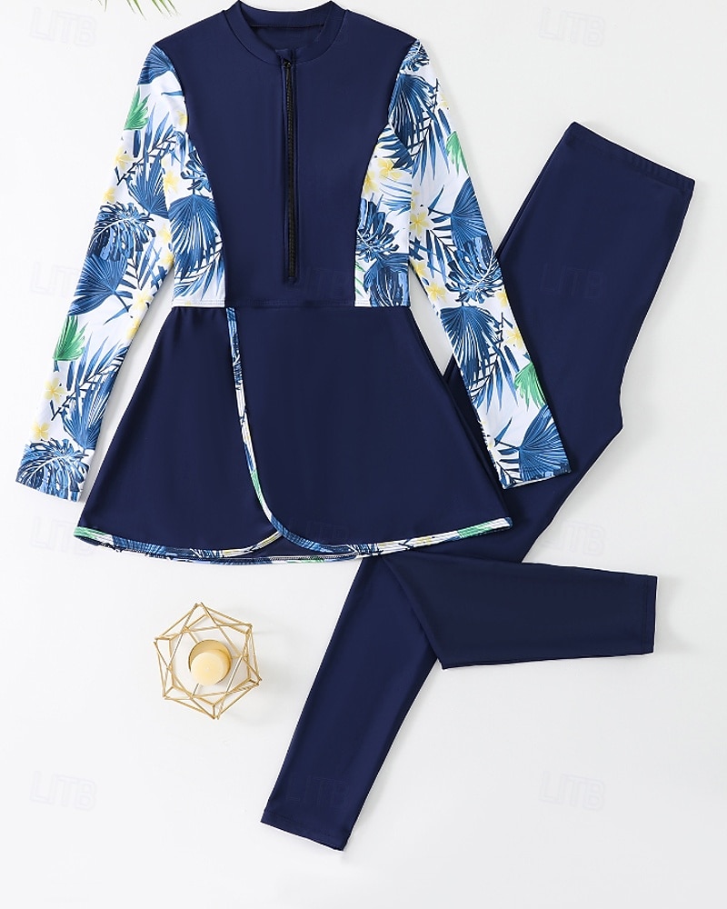 Per donna Standard Top sottomuta Tankini e bikini da surf Costumi da bagno Tropicale Con zip Protezione UV Elastico Manica Lunga Costume da Bagno Surf Immersione Nuoto Estate del 2026 a $28.99 –P13