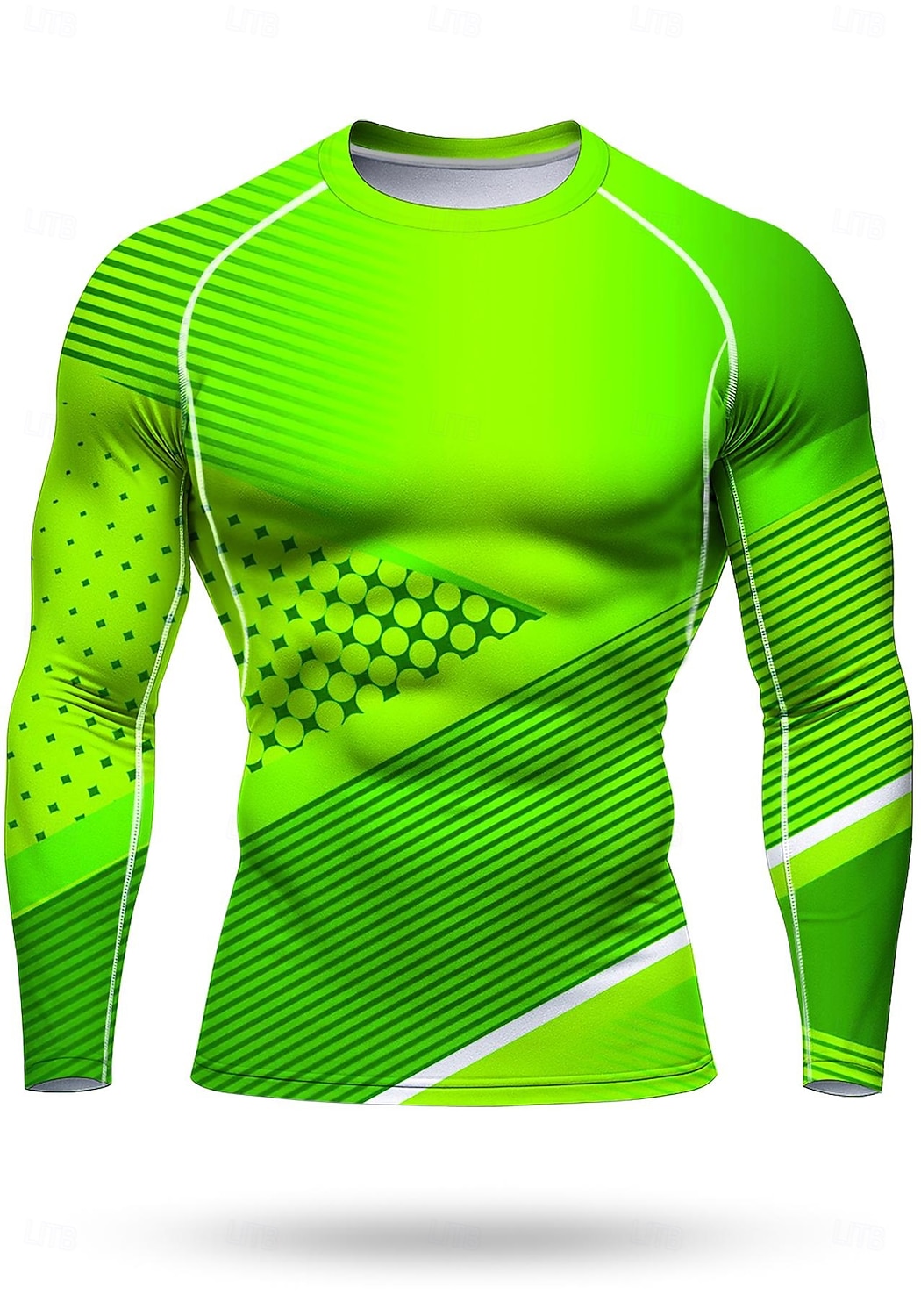 Муж. Универсальные Футболка для бега Спортивная рубашка Фитнес-рубашка Рубашка тренировки Беговой верх Длинный рукав Футболка Футболка Лето Весна Осень Зима Геометрический принт UPF 50 2026 - $18.99 –P5