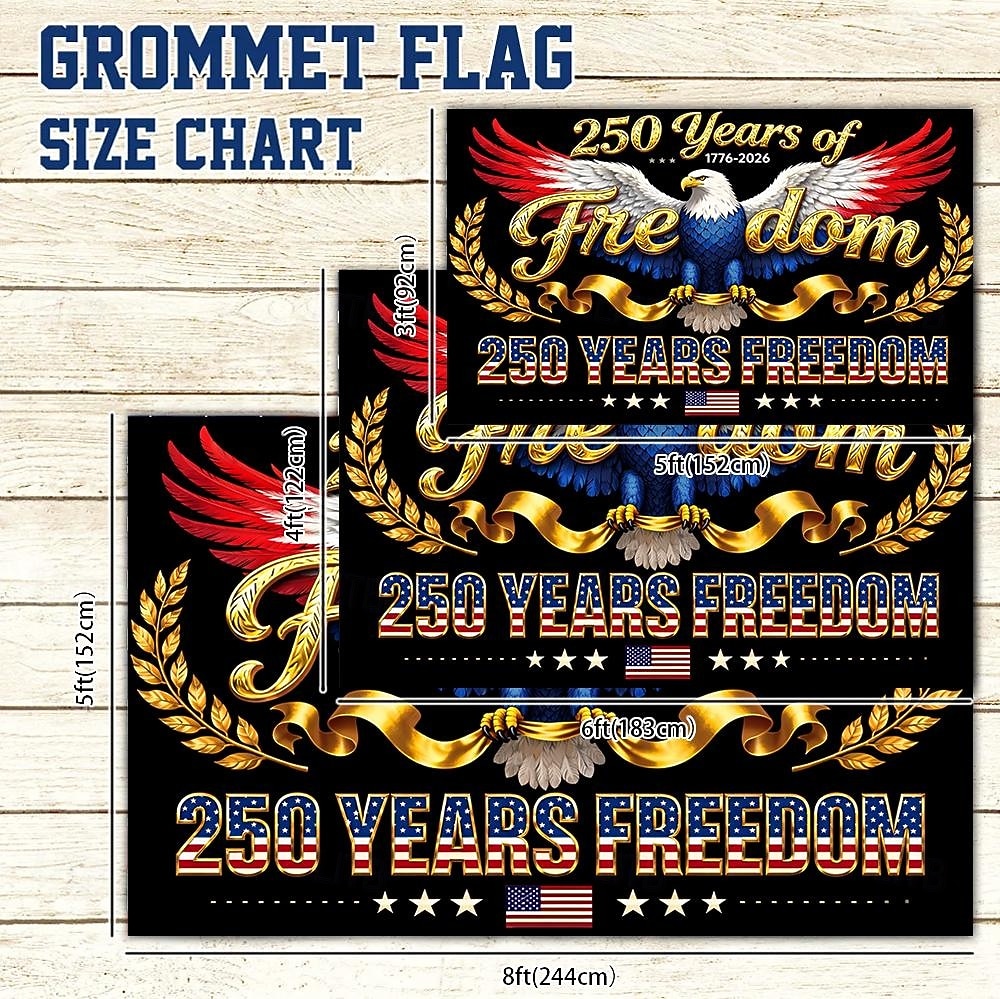 USAs 250-årsjubileum for frihet, minneflagg, majestetisk ørn med utstrakte vinger, patriotisk banner for 1776-2026, feiring av halvfemsjubileum, 4. juli uavhengighet 2026 - $15.99 –P3