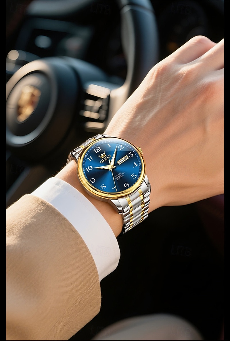 New Olevs Men'S Business Watch With Luminous Calendar, Week Display, Fully Automatic Mechanical Movement, Casual And Fashionable Digital Watch, Water-Resistant, Sporty Wristwatch 2026 - $95.99 –P15