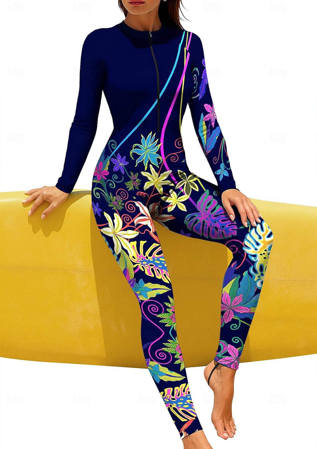 2026年 女性用 レギュラー ラッシュガード フルボディラッシュガード 水着 花 トロピカル風 カラーブロッキング 内蔵ブラ付き フロントファスナー UVサンプロテクション UPF50+ 伸縮性 フルボディー スイムウェア サーフィン カヌー ビーチ 夏  コレクション – $49.99 –P4
