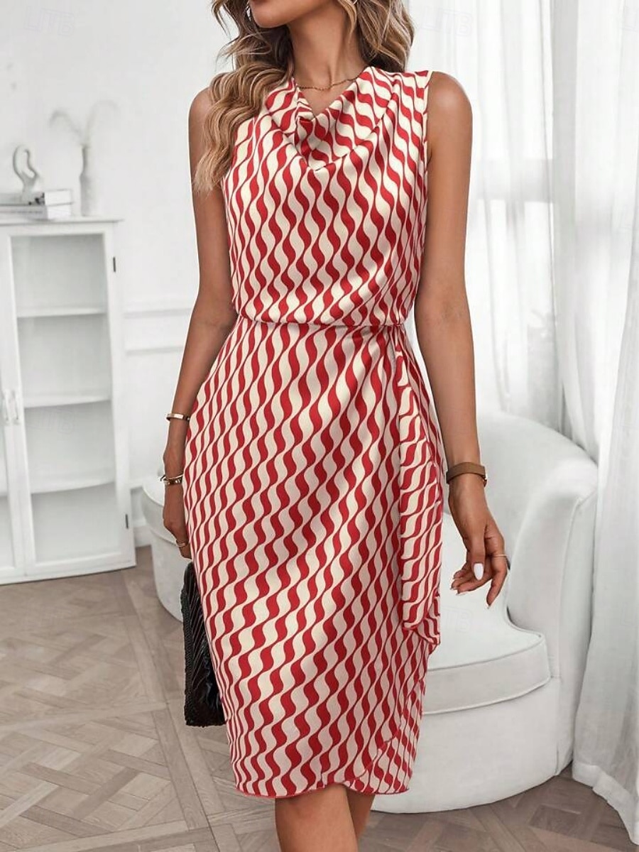 Γυναικεία Φόρεμα μέχρι το γόνατο Φόρεμα σε ευθεία γραμμή Φόρεμα με δέσιμο στα πλάγια Κομψό Μοντέρνα Καθημερινά ΕΞΩΤΕΡΙΚΟΥ ΧΩΡΟΥ Διακοπές Κανονικό Γεωμετρικό Αμάνικο Με σούρα στο λαιμό 2026 - $29.99 –P12