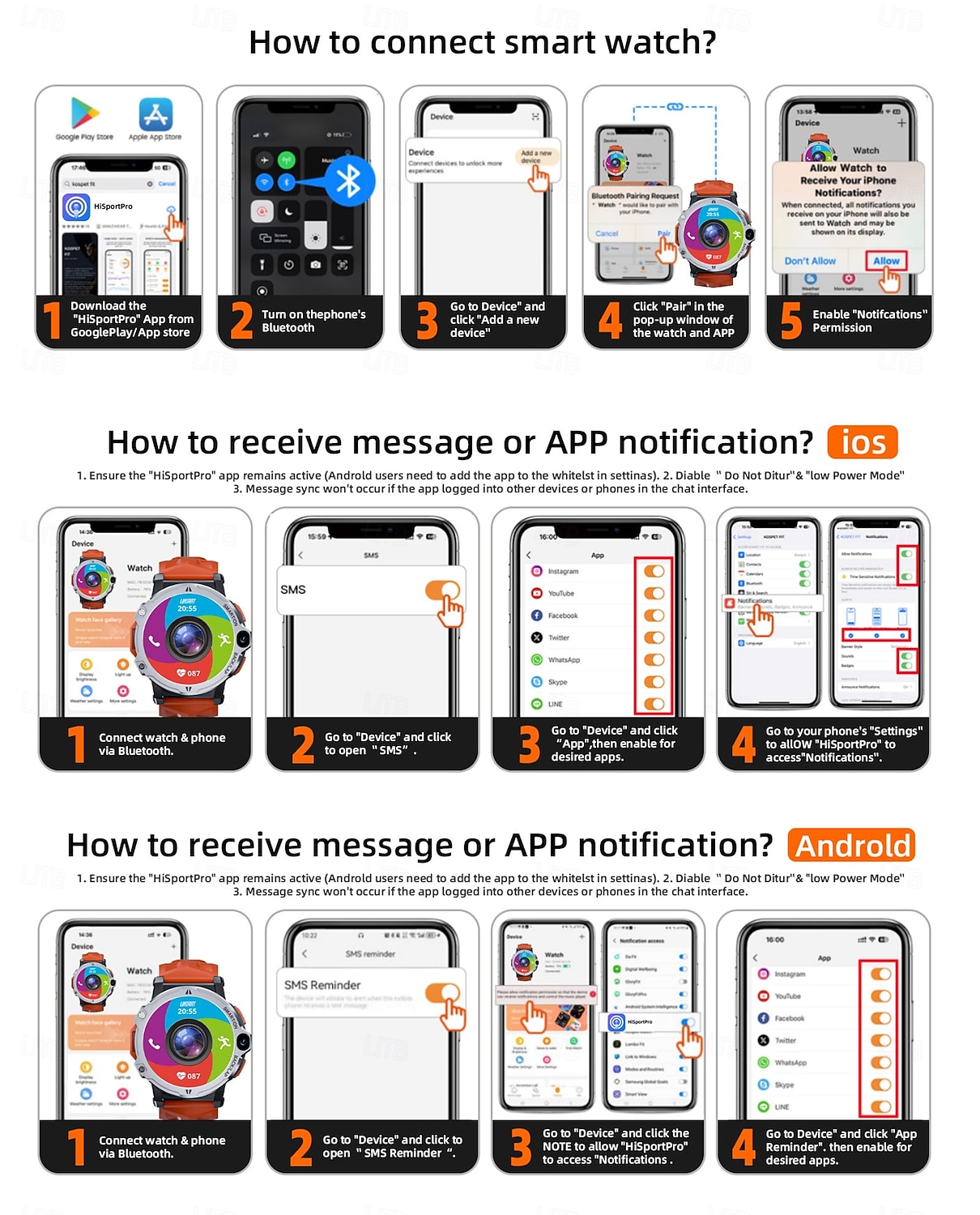 Relógio inteligente Lokmat Appllp 6 Pro de 1,54 polegadas com 4G LTE, pedômetro, lembrete de chamadas, monitor de sono, compatível com Android e iOS, unissex, GPS, chamadas em modo mãos-livres, controle de mídia, IPX-4, 51 mm. de 2026 por $149.99 –P6