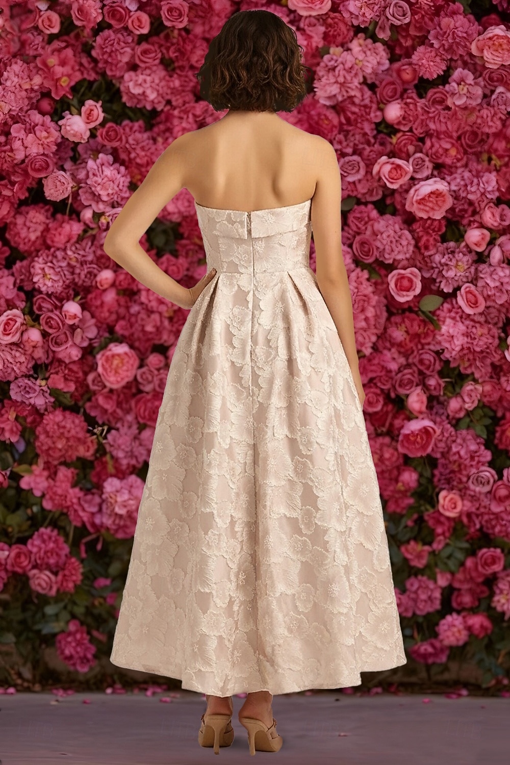 A-Line Ankle Length Party Dress Cocktail Dress Wedding Guest Dress Mother of the Bride Dress Sleeveless Strapless Elegant Formal Cocktail Party Semi Formal Jacquard with Flower 2026 - $195.99 –P2