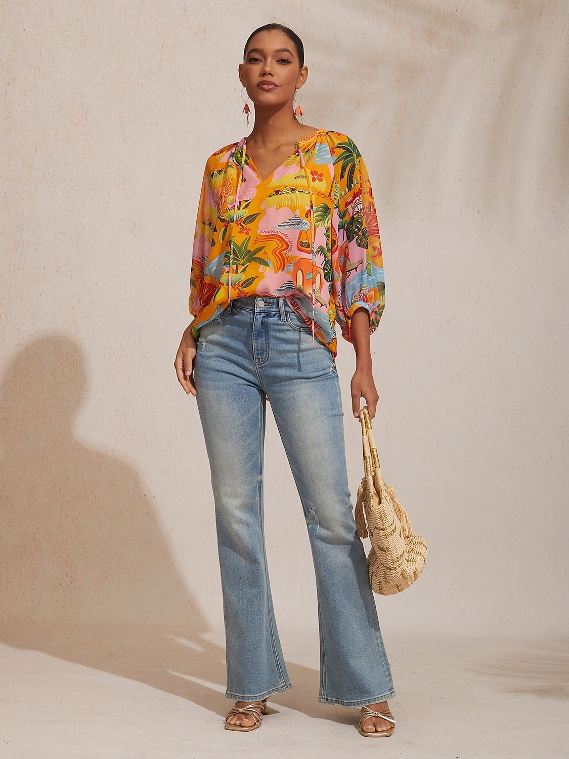 letní splývavý šifonový květinový top 2026 - $67.99 –P7