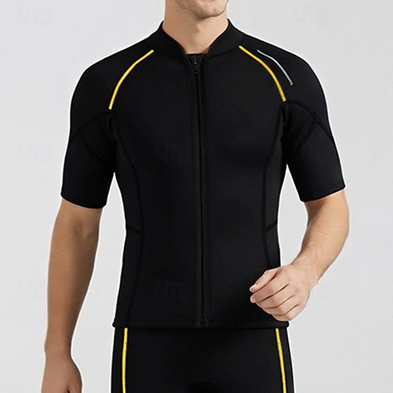 Pánské Střední 1,5mm neoprenový vrchní díl neoprenového obleku Termo overal na celé tělo Vrchní díl potápěčského obleku Blokování barev Termální Zahuštěný UV ochrana Krátký rukáv Plavky Vrchní část 2026 - $36.99 –P3