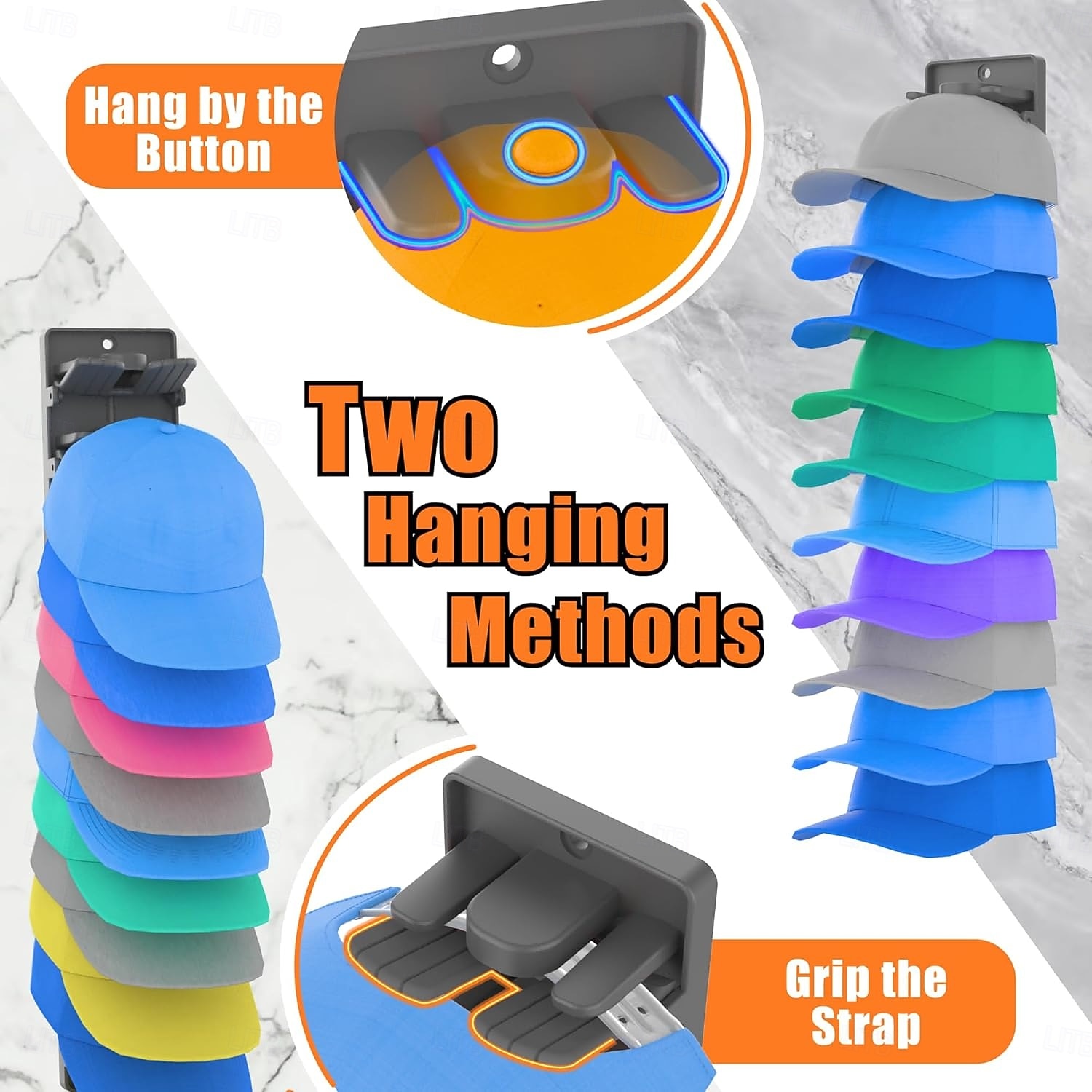 2 confezioni di organizer per cappelli da baseball con clip a molla integrate - supporto per cappelli da armadio con montaggio a parete, contenitore per appendiabiti da porta/armadio (adesivo forte) del 2026 a $27.99 –P2