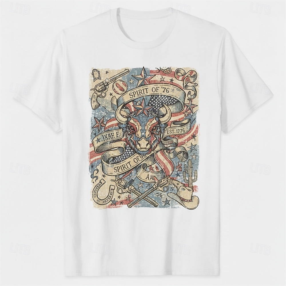 Patriotic T-shirt Graphic Tee USA Retro Vintage Patriotic T-shirt Sleeve 1776-2026 for Unisex Adults' 3D Print  for Independence Day / the Fourth of July 4th of July 2026 - $20.99 –P1