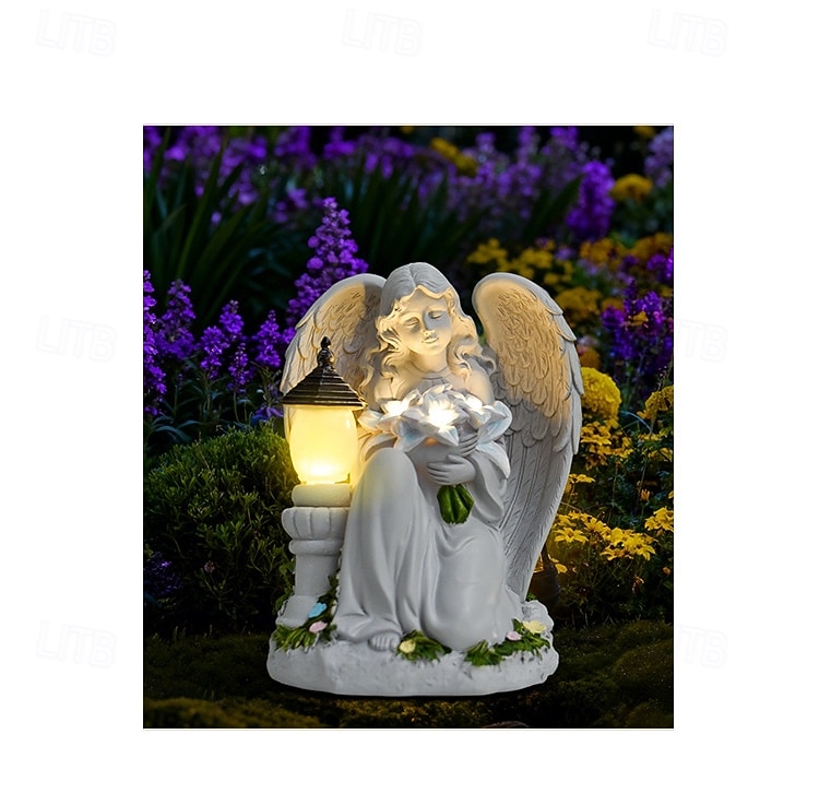 1 db kültéri, napelemes, vízálló, imádkozó angyalfigura gyantás lámpa, kerti udvari ösvény gyepdekoráció, vallási angyalszobor, mezőgazdasági tájvilágítás, kültéri dekoratív kiegészítő lámpa 2026 - $39.99 –P5