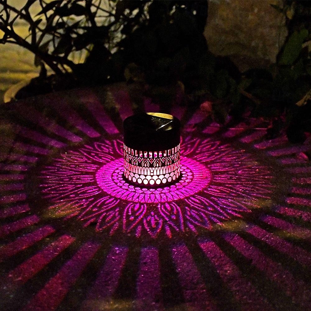 2 ks venkovní solární vodotěsné kreativní duté válcové železné projekční nástěnné osvětlení, závěsné lucerny pro zahradu, dvůr, cestu, trávník, schodiště, krajinářské osvětlení, venkovní dekoraci 2026 - $30.99 –P20