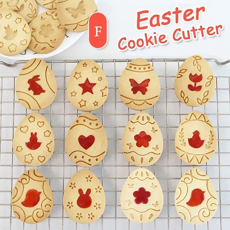 مجموعة قوالب تقطيع بسكويت عيد الفصح، ١٠ قطع من قوالب ضغط البسكويت، مجموعة قوالب تقطيع بسكويت بيض عيد الفصح مع مجموعة طوابع ضغط، أدوات مطبخ، طوابع بسكويت بلاستيكية 2026 - $9.99 –P7
