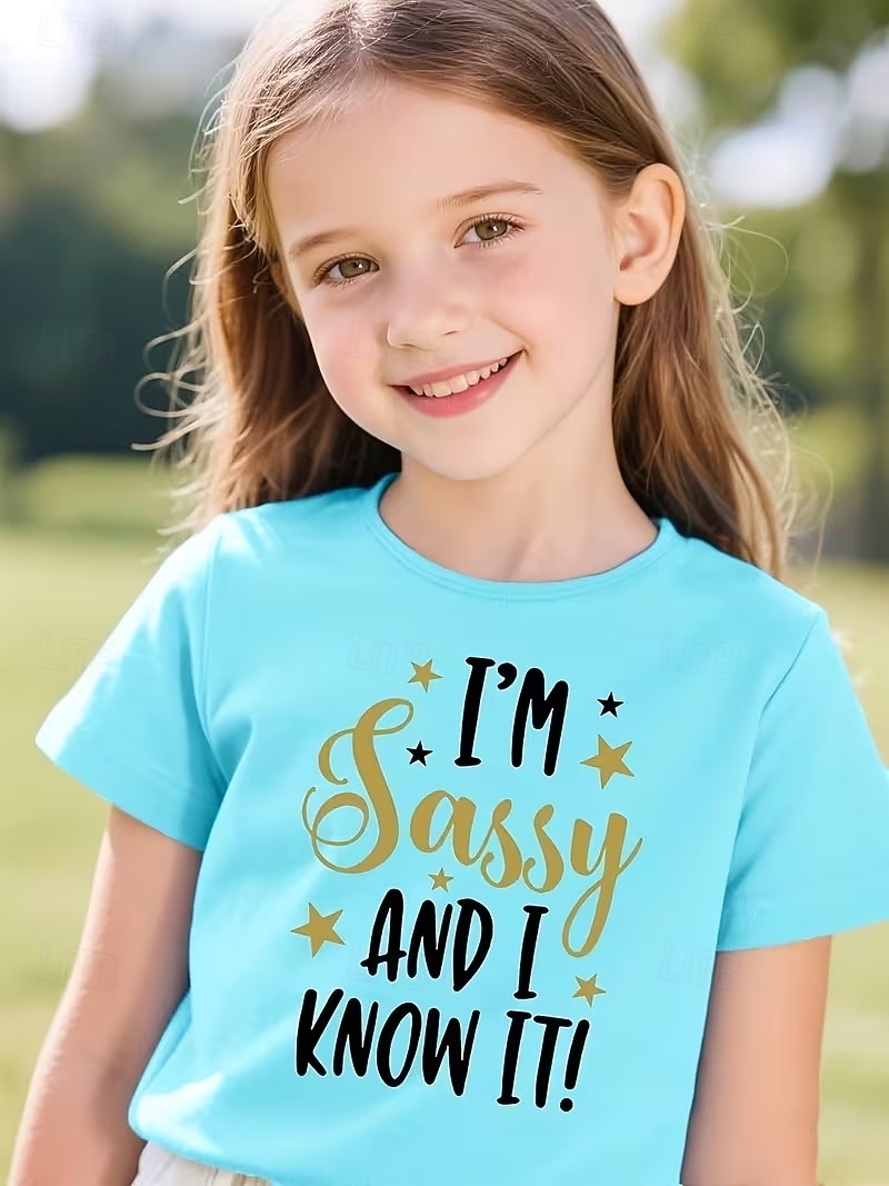 Девочки 3D Графика Буквы Футболка С короткими рукавами 3D печать Лето Весна Спорт Мода Уличный стиль Дети 4-12 лет Вырез под горло Повседневные на открытом воздухе Стандартный 2026 - $12.99 –P1