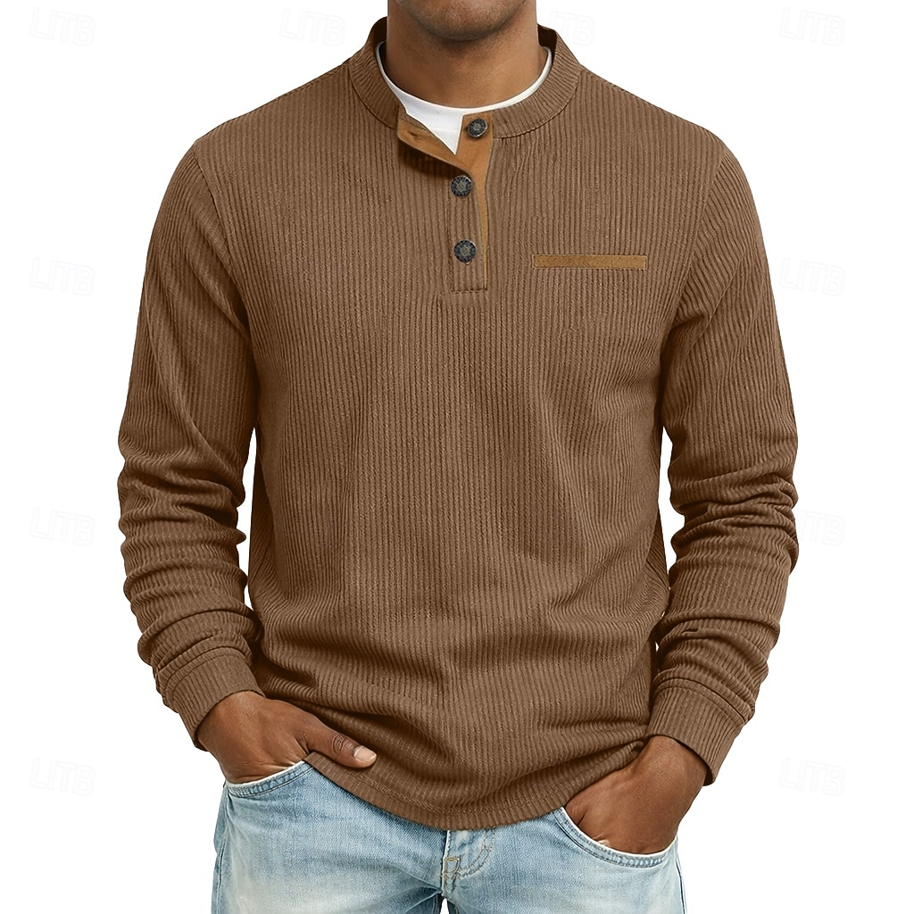 Per uomo Maglietta Manica Lunga Henley Estate Primavera Autunno Semplice Moderno Casual Confortevole Bottoni Base Casuale Casa Streetwear Nero Vino Grigio chiaro Maglietta Top per Uomo del 2026 a $27.99 –P6