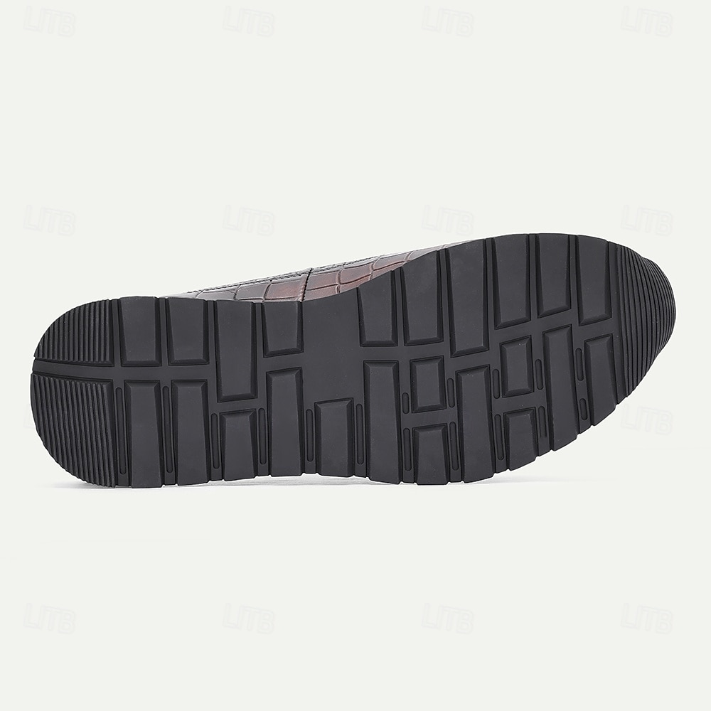 Zapatos elegantes de piel auténtica con estampado de cocodrilo para hombre: diseño moderno, duraderos y cómodos, perfectos para bodas y eventos formales. 2026 - $84.99 –P6