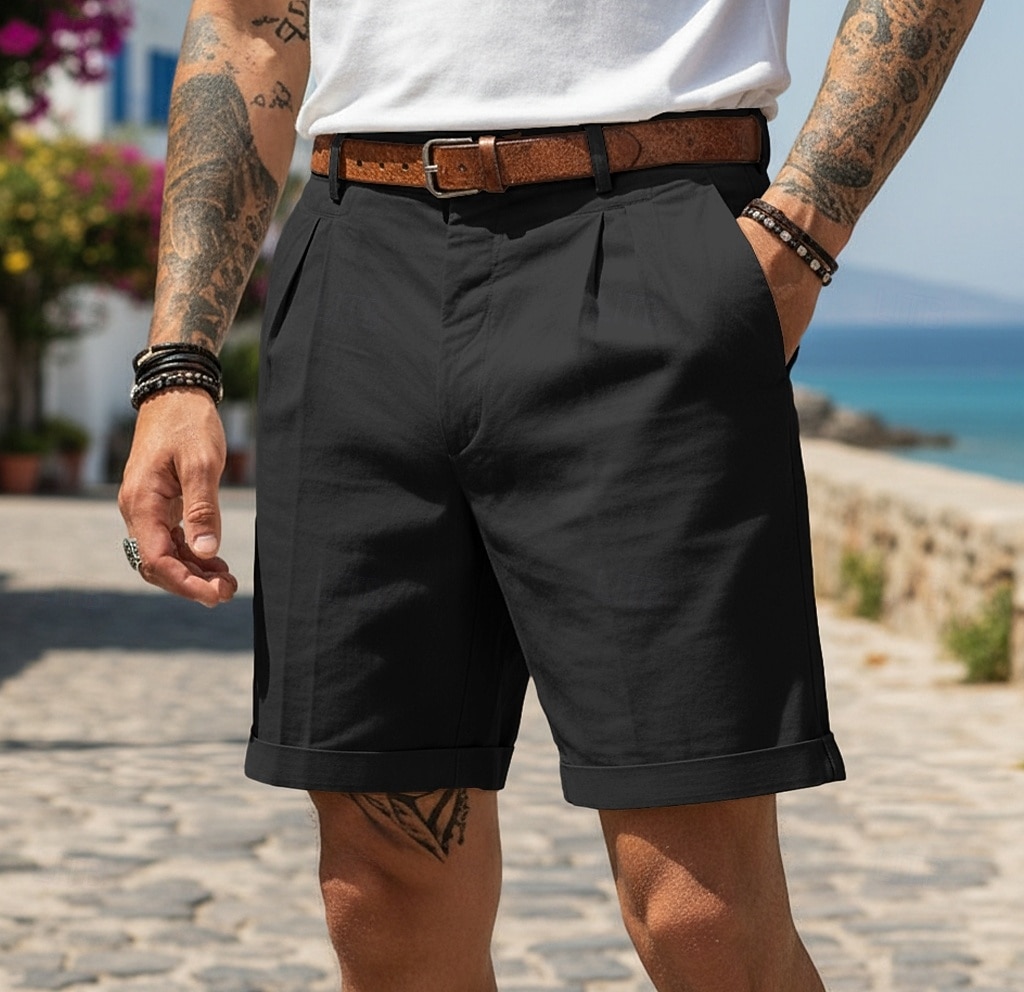 Per uomo Shorts Shorts di Lino Shorts eleganti Pantaloncini Estivi Pantaloncini plissettati Elastico in vita Gamba Dritta Semplice Tinta unita Comodità Traspirante Lunghezza al ginocchio Quotidiano del 2026 a $25.99 –P6